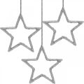 Floristik24 Pingente de estrela de decoração de natal glitter prateado 7,5cm 40p