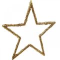 Floristik24 Estrelas cintilantes, decorações do advento, decorações com estrelas para pendurar, decorações de Natal douradas 11,5 × 12 cm 12 unidades