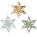 Floristik24 Conjunto de 72 peças de enfeites de madeira em formato de estrela para decoração de mesa e artesanato, 3 cm de diâmetro.