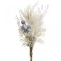 Folha de prata globo cardo samambaia flores artificiais creme ramo 56cm