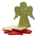Floristik24 Decoração dispersa anjo de madeira de natal vermelho verde natural 5x3,5cm 48p
