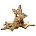 Floristik24 Decoração dispersa estrelas de madeira de Natal natureza glitter dourado 5cm 72p