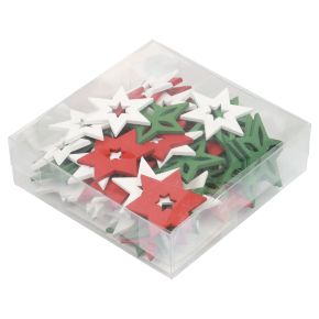 Floristik24 Decoração dispersa estrelas de madeira de Natal vermelho/branco/verde Ø3,5cm 72 unidades