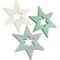 Floristik24 Estrelas de madeira granulado Natal Verde H4cm 72p