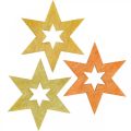 Floristik24 Estrelas de madeira granulado Natal Laranja A 4cm 72p