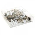 Floristik24 Estrelas de madeira granulado natalino branco/natureza 3,5cm 48p