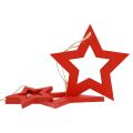 Estrelas de madeira decoração cabide estrela de madeira vermelha 6/8/10/12cm 16 peças