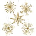 Floristik24 Conjunto de estrelas de palha com brilho dourado decorações de Natal Ø8cm 24 unidades