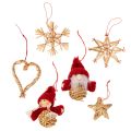 Floristik24 Conjunto de enfeites de palha para árvore de Natal, figuras e estrelas de 6 cm, 30 peças