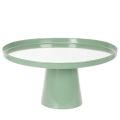 Floristik24 Mesa decorativa redonda de metal verde, com 40 cm de diâmetro e borda alta.