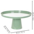Mesa decorativa redonda de metal verde, com 40 cm de diâmetro e borda alta. | Floristik24.pt