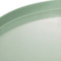 Mesa decorativa redonda de metal verde, com 40 cm de diâmetro e borda alta. | Floristik24.pt