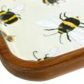 Floristik24 Bandeja Deco bandeja de decoração de verão de abelhas quadradas de madeira 35×23,5×2cm