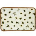 Floristik24 Bandeja Deco bandeja de decoração de verão de abelhas quadradas de madeira 35×23,5×2cm