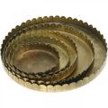 Pratos de metal para decoração, decoração de mesa, bandeja de velas redonda dourado efeito envelhecido Ø7,5/10/12/15/18cm A2cm conjunto de 5 | Floristik24.pt