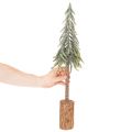 Pinheiro artificial com acabamento gelado e base de madeira, decoração de inverno, 60 cm | Floristik24.pt