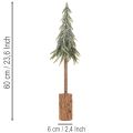 Pinheiro artificial com acabamento gelado e base de madeira, decoração de inverno, 60 cm | Floristik24.pt