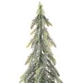 Pinheiro artificial com acabamento gelado e base de madeira, decoração de inverno, 60 cm | Floristik24.pt