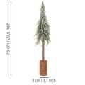 Pinheiro artificial, com efeito de gelo, árvore decorativa sobre base de madeira para decoração de inverno e Natal, 75 cm | Floristik24.pt
