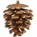 Floristik24 Enfeites de árvore de natal cones deco glitter cobre H7cm 6pcs