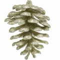 Floristik24 Enfeites de árvore de natal cones decorativos glitter champanhe H7cm 6pcs