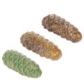 Floristik24 Decoração de pinha de cerâmica, decoração de mesa, outono, 14 cm, 3 peças
