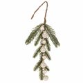 Floristik24 Ramo de pinheiro artificial com mini bolas de Natal brancas, 46 cm, 2 peças