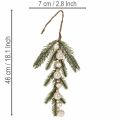 Ramo de pinheiro artificial com mini bolas de Natal brancas, 46 cm, 2 peças | Floristik24.pt