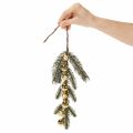 Ramo de pinheiro artificial com mini enfeites de Natal dourados, 46 cm, 2 peças | Floristik24.pt