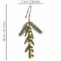 Ramo de pinheiro artificial com mini enfeites de Natal dourados, 46 cm, 2 peças | Floristik24.pt
