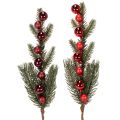 Floristik24 Ramo de pinheiro artificial com enfeites de Natal, 48 cm, 2 peças