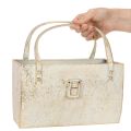 Bolsa metálica, recipiente decorativo, retangular, 26 cm, dourada | Floristik24.pt