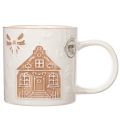 Caneca de cerâmica com motivo de casa e padrão em relevo, 9 cm | Floristik24.pt
