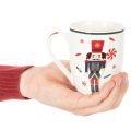 Caneca de Natal com motivo de quebra-nozes e bengala doce, 10 cm, conjunto com 2 peças | Floristik24.pt