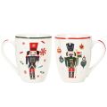 Caneca de Natal com motivo de quebra-nozes e bengala doce, 10 cm, conjunto com 2 peças | Floristik24.pt