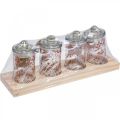 Floristik24 Frascos de chá frasco de vidro com tampa frascos de especiarias 4pcs na bandeja