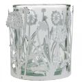 Floristik24 Lanterna com dentes de leão, enfeites de mesa, decoração de verão shabby chic silver, branco H10cm Ø8,5cm