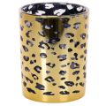 Floristik24 Porta-velas de vidro com estampa de leopardo para decoração de mesa, 12 cm