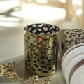 Porta-velas de vidro com estampa de leopardo para decoração de mesa, 12 cm | Floristik24.pt