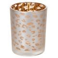Floristik24 Porta-velas de vidro com estampa de leopardo, 12 cm