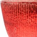 Floristik24 Lanterna de vidro em forma de vela Vaso deco de vidro vermelho Ø21cm A21,5cm