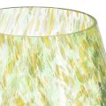 Floristik24 Porta-velas decoração em vidro padrão amarelo verde Ø6,5cm Alt.10cm