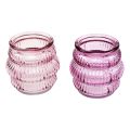 Floristik24 Suporte para velas decoração de vidro roxo rosa Ø7,5cm Alt.7,5cm 2 unidades