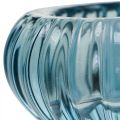 Floristik24 Castiçal de vidro Castiçal de vidro redondo azul Ø8cm A3,5cm