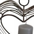 Suporte de luz de chá decoração pendurada de metal decoração de ferrugem coração 22×7×20cm