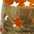Floristik24 Porta-velas de decoração Advent com estrelas de metal dourado Ø8,5cm Alt.11cm
