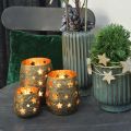 Floristik24 Porta velas de decoração de Natal em metal com estrelas douradas Ø18cm Alt.20cm