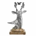 Floristik24 Castiçal cervo madeira de manga metal prata natural 31cm