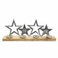 Floristik24 Silhueta de estrela de castiçal em base de madeira prata, metal natural, madeira de manga 35cm × 14cm
