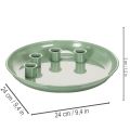 Prato para vela Coroa do Advento verde com quatro suportes para velas de 24 cm | Floristik24.pt